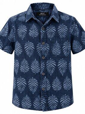 NEXT Boys Cotton Leaf Print Shirt Size 9Y